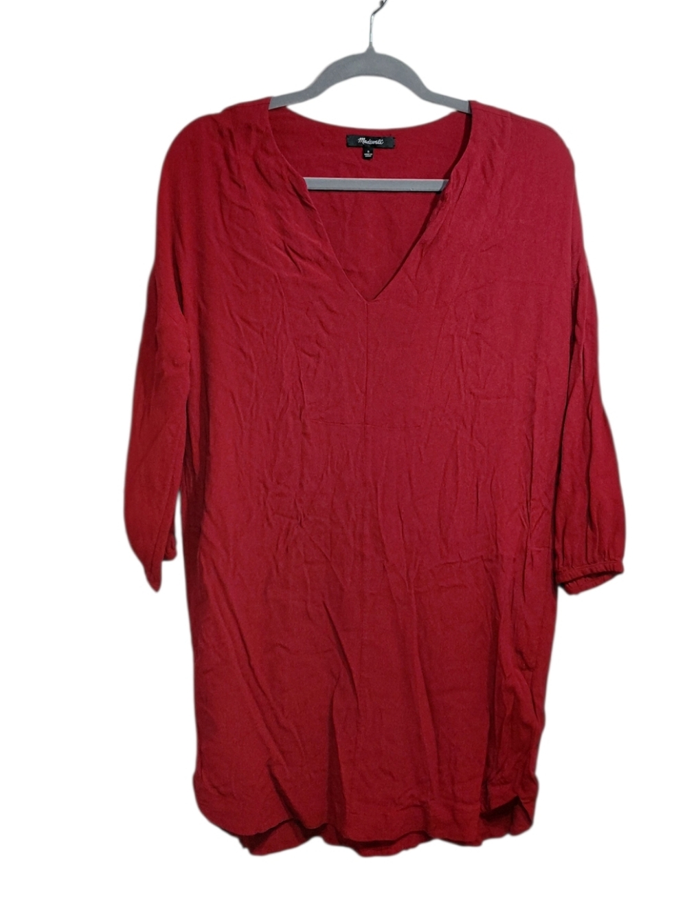 Madewell Crimson Red V-Neck Mini Dress